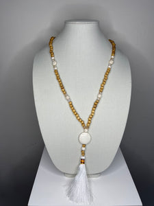 White Wood Beads Necklace