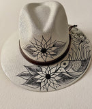 White/Black Flower Bird Hat